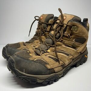 Merrell Moab 2 Mid Waterproof Hiking Boots Brown Mens Size 14‎ Vibram J05051W
